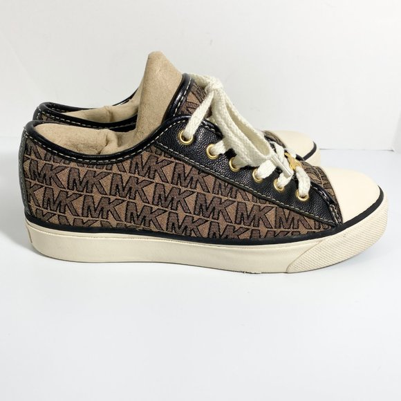 Michael Kors MK logo Leather & Jacquard Cap Toe City Sneaker - Picture 4 of 10